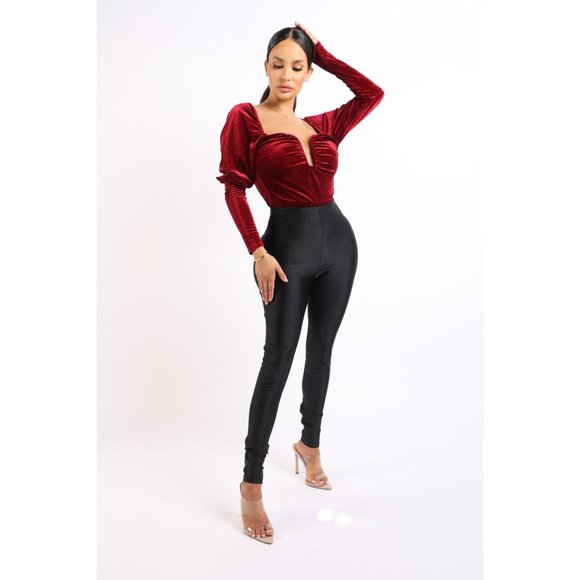 Women's Long Sleeve Velvet Sexy Bodysuit Outfit Clubwear Bar Lounge Event Party - Picture 8 of 13
